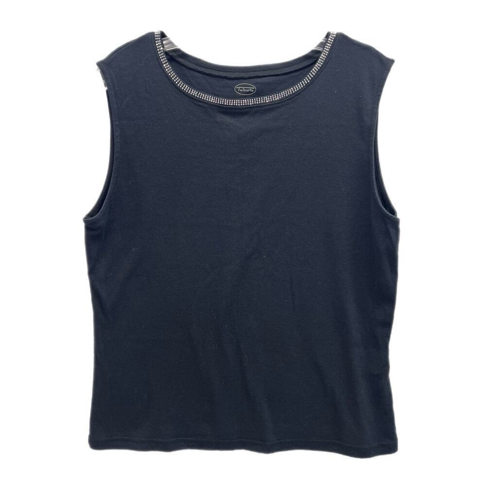 Talbots 100% Cotton Sleeveless Rhinestone Top Size XL